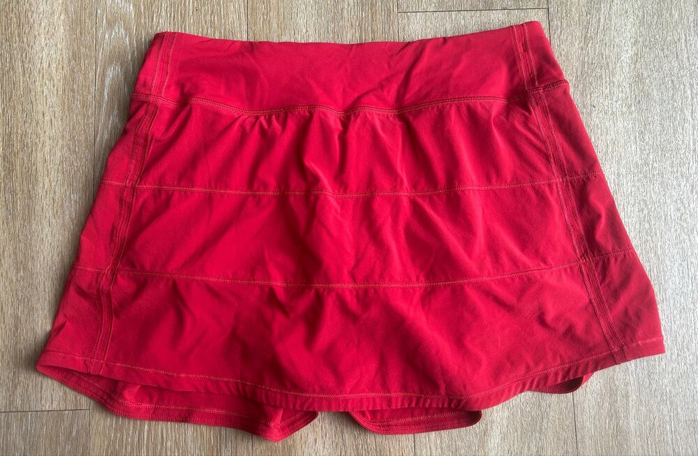 Lululemon Pace Rival Skirt Skort Red MidRise Pleated pickleball Tennis Golf 8